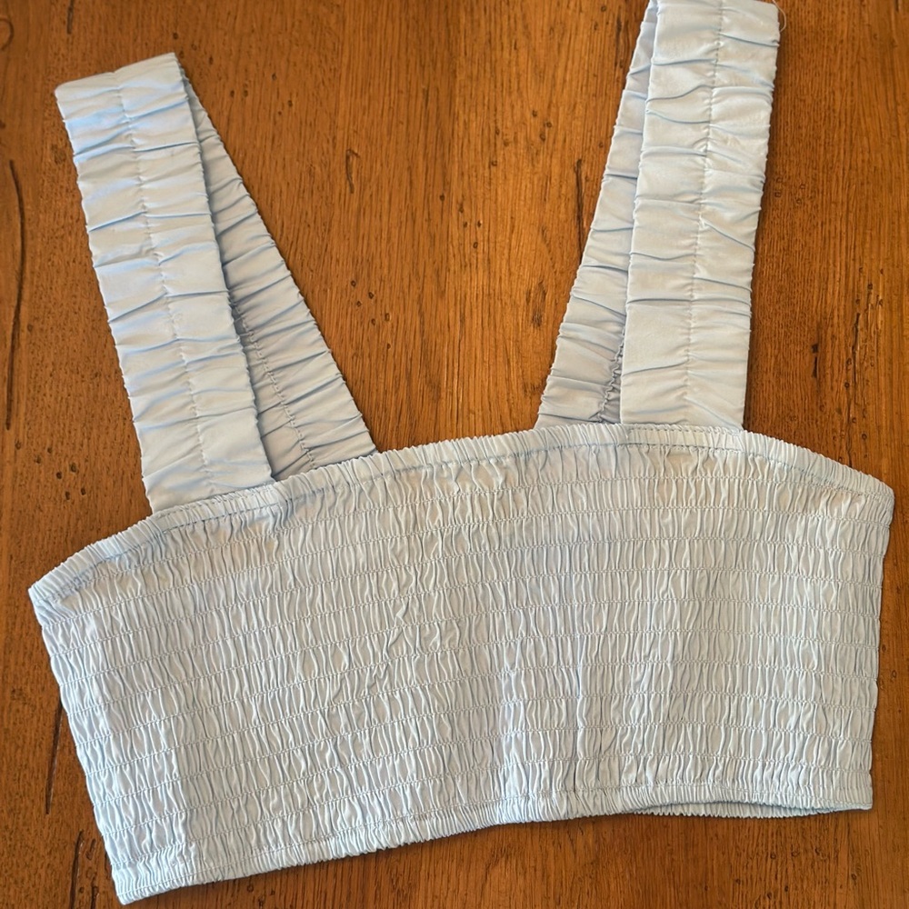 Rachel Parcell Blue Smocked Bustier Tank Top/Bralette